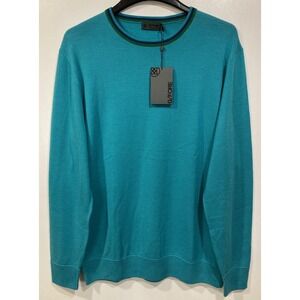 G/Fore Golf Crewneck Pullover Sweater Teal Green‎ Wool Mens Size Large $225 NWT